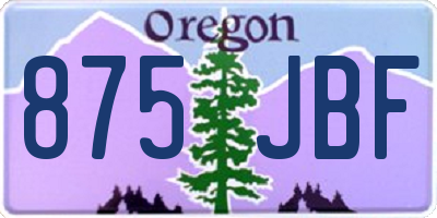 OR license plate 875JBF