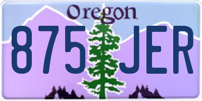 OR license plate 875JER