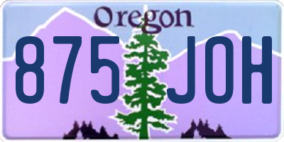 OR license plate 875JOH