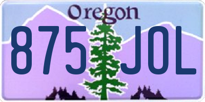 OR license plate 875JOL