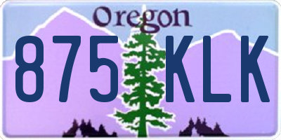 OR license plate 875KLK