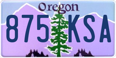 OR license plate 875KSA
