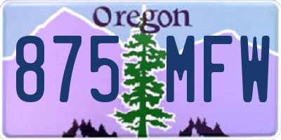OR license plate 875MFW