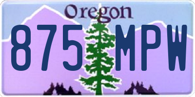 OR license plate 875MPW