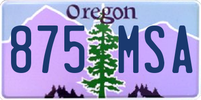 OR license plate 875MSA