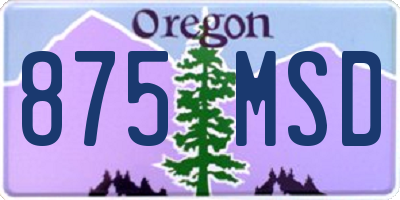 OR license plate 875MSD
