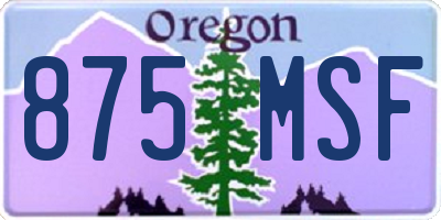 OR license plate 875MSF