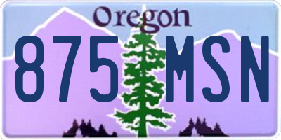 OR license plate 875MSN