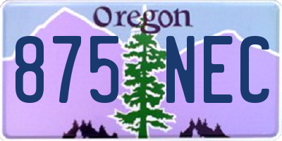 OR license plate 875NEC