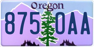 OR license plate 875OAA