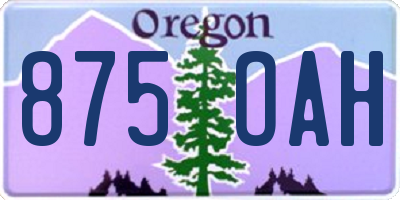 OR license plate 875OAH