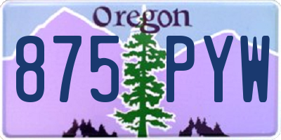 OR license plate 875PYW