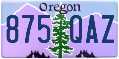 OR license plate 875QAZ
