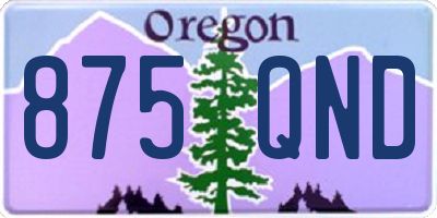 OR license plate 875QND