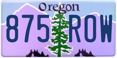 OR license plate 875ROW