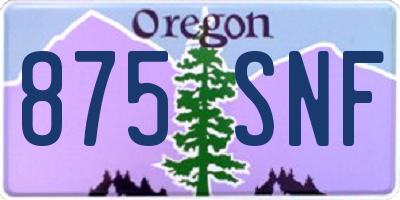 OR license plate 875SNF