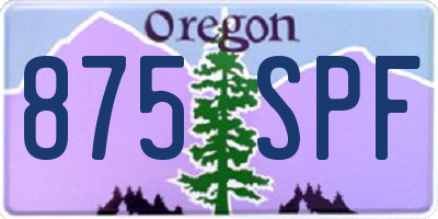 OR license plate 875SPF