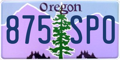 OR license plate 875SPO