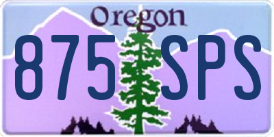 OR license plate 875SPS