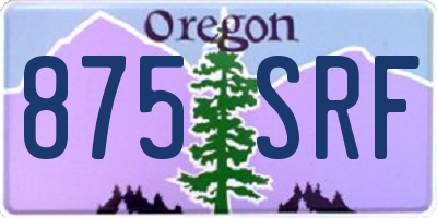 OR license plate 875SRF