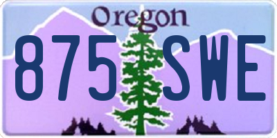 OR license plate 875SWE