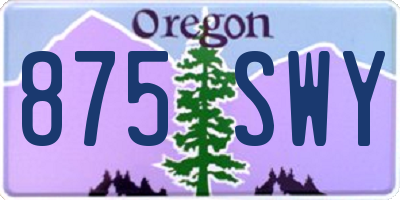 OR license plate 875SWY