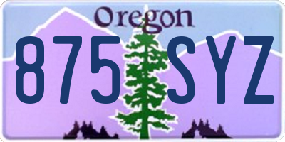 OR license plate 875SYZ