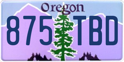 OR license plate 875TBD