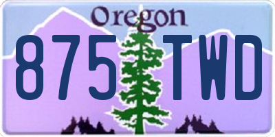 OR license plate 875TWD