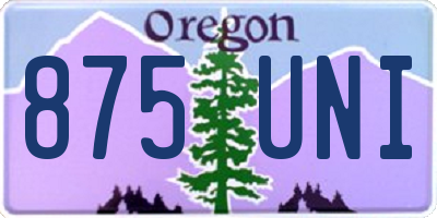 OR license plate 875UNI