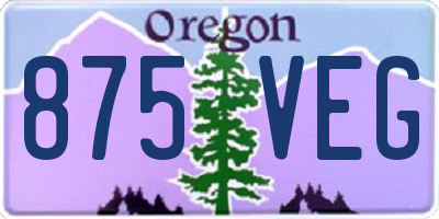OR license plate 875VEG