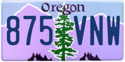 OR license plate 875VNW