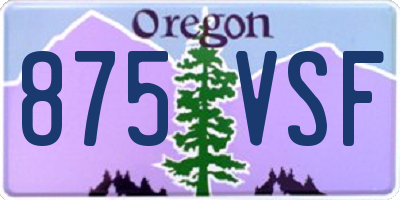 OR license plate 875VSF