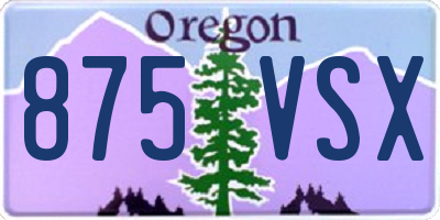 OR license plate 875VSX