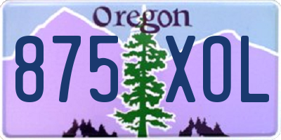 OR license plate 875XOL