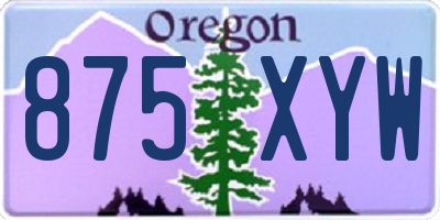 OR license plate 875XYW