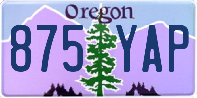 OR license plate 875YAP