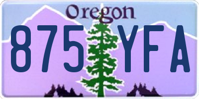 OR license plate 875YFA