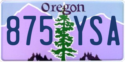 OR license plate 875YSA
