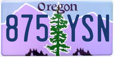 OR license plate 875YSN
