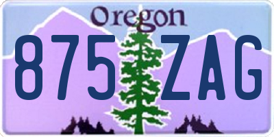 OR license plate 875ZAG
