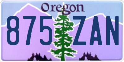 OR license plate 875ZAN