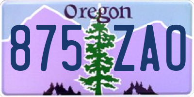 OR license plate 875ZAO
