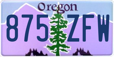 OR license plate 875ZFW