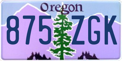 OR license plate 875ZGK