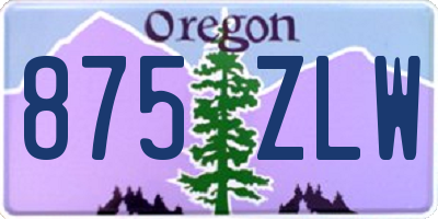 OR license plate 875ZLW