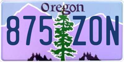 OR license plate 875ZON