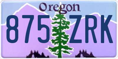 OR license plate 875ZRK