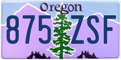 OR license plate 875ZSF