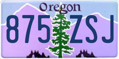 OR license plate 875ZSJ
